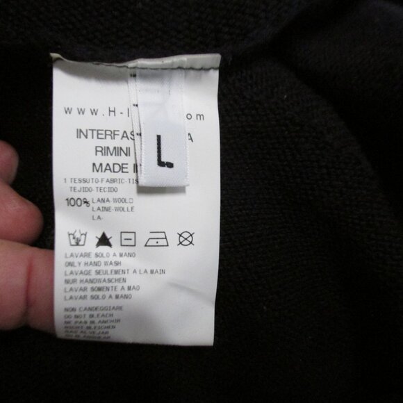 HIGH Womens S Navy Blue Wool Turtleneck Short Sweater Long Sleeve Lightweight - Picture 15 of 16